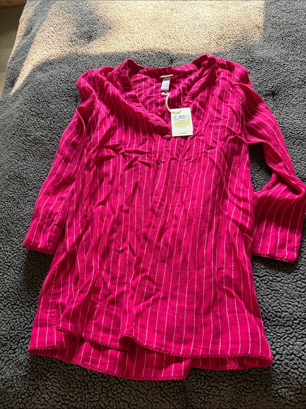 ' Pink Striped Long-Sleeve Tunic Top
